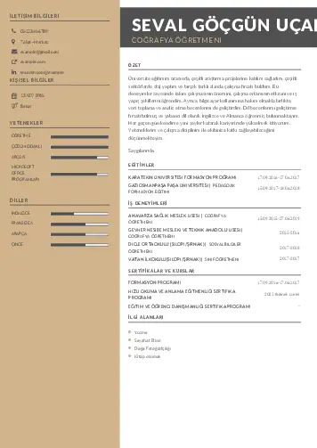 Coğrafya Öğretmeni CV Örnekleri cv indir